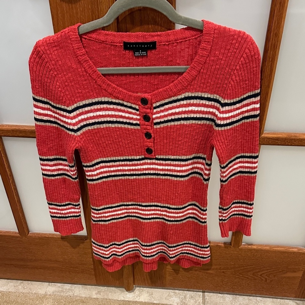 Sanctuary Red Striped Sweater - Picture 3 of 6